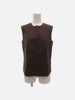 HERMES Gaultier Era Sleeveless Blouse Boxy Brown Size 34